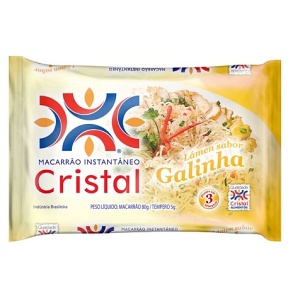 Macarrão instantâneo galinha Cristal 85g. Macarrão instantâneo galinha Cristal 85g.