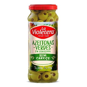 Azeitona verde sem caroço vidro La Violetera 175g Azeitona verde sem caroço vidro La Violetera 175g