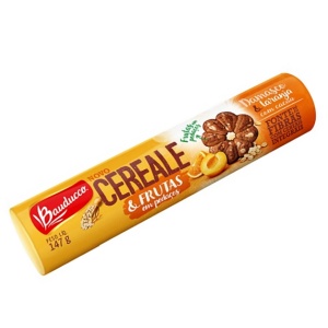 Biscoito Cereale e frutas Damasco, laranja com cacau Bauducco 147g Biscoito Cereale e frutas Damasco, laranja com cacau Bauducco 147g