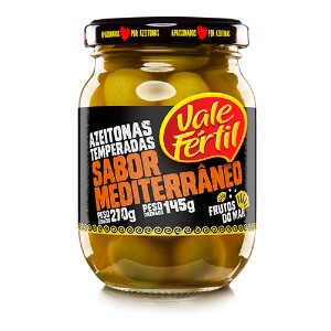 Azeitonas temperada sabor mediterrâneo Vale Fértil 150g Azeitonas temperada sabor mediterrâneo Vale Fértil 150g