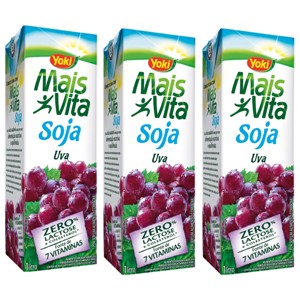 Bebida a base de soja sabor uva Mais Vita Yoki 1lt. (pacote c/3 unid.) Bebida a base de soja sabor uva Mais Vita Yoki 1lt. (pacote c/3 unid.)