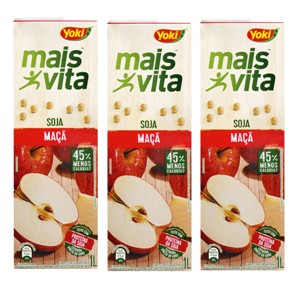 Bebida a base de soja sabor maçã Mais Vita Yoki 1lt. (pacote c/3 unid.) Bebida a base de soja sabor maçã Mais Vita Yoki 1lt. (pacote c/3 unid.)