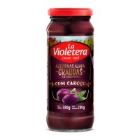 Azeitona preta com caroço vidro Azapa La Violetera 200g.