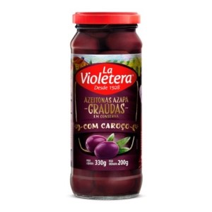 Azeitona preta com caroço vidro Azapa La Violetera 200g. Azeitona preta com caroço vidro Azapa La Violetera 200g.