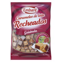 Bala caramelo de leite com recheio sabor goiaba Embaré pacote com 660g