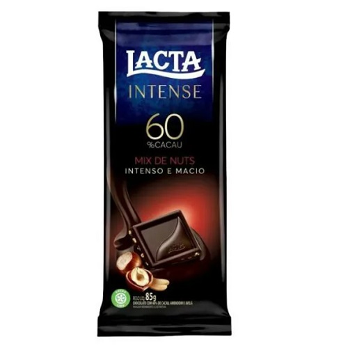 Chocolate 60% Cacau e mix de nuts Lacta Intense Pacote 85g Chocolate 60% Cacau e mix de nuts Lacta Intense Pacote 85g