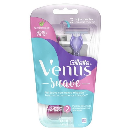 Aparelho Depilatório Descartável Gillette Venus Suave Com 2 Unidades Aparelho Depilatório Descartável Gillette Venus Suave Com 2 Unidades