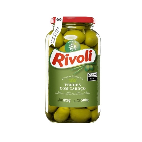 Azeitona verde com caroço Rivolli 360g Azeitona verde com caroço Rivolli 360g