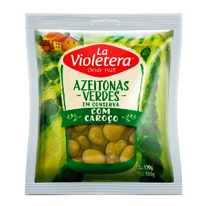 Azeitona verde com caroço sachê La Violetera 200g Azeitona verde com caroço sachê La Violetera 200g